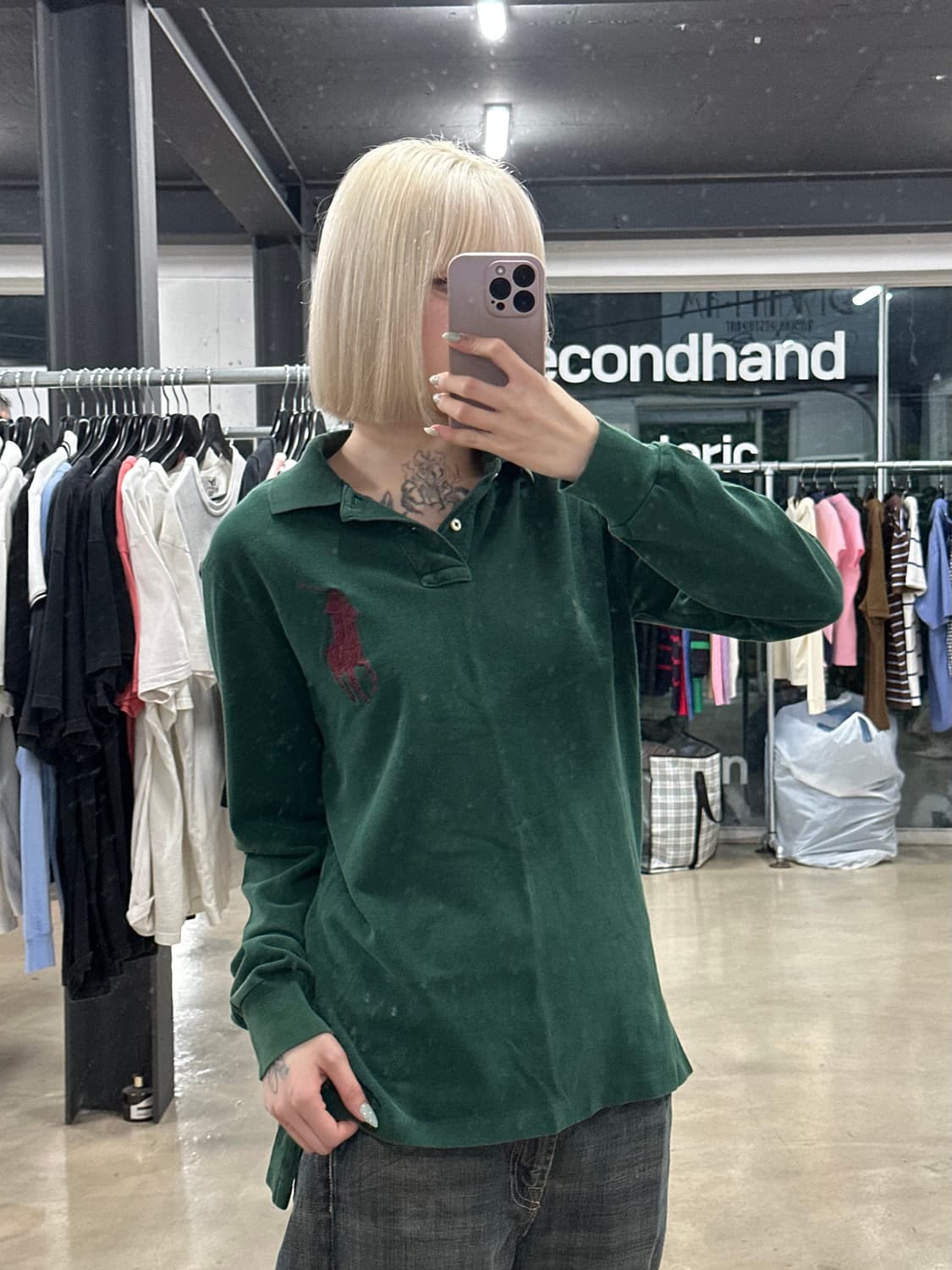 폴로 랄프로렌 빅포니 카라티 롱슬리브 그린 버건디 상품이미지2