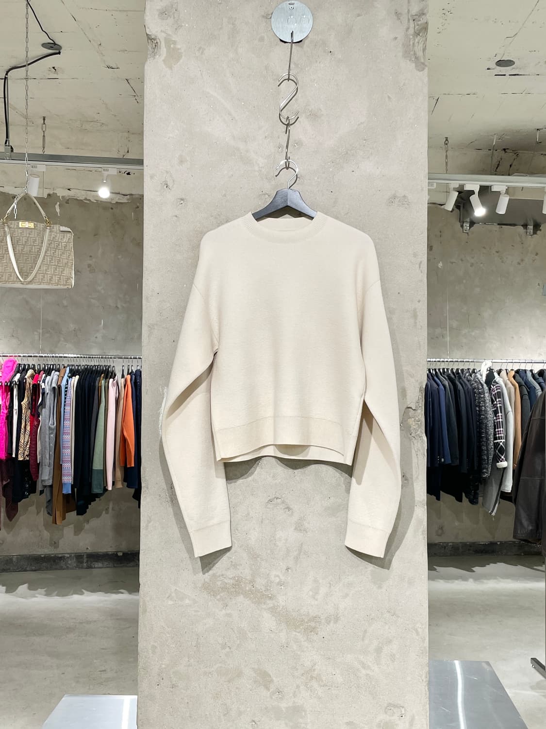 질샌더 아이보리 울 캐시미어 크루넥 오버 니트 상품이미지1