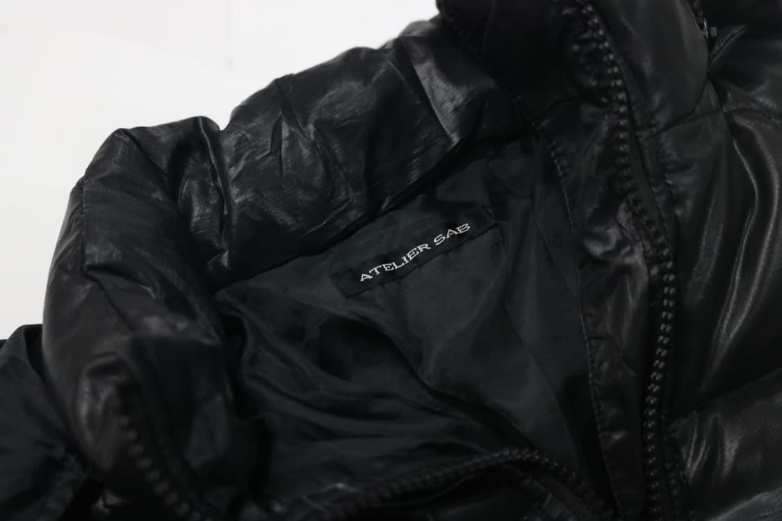 ATELIER SAB 아틀리에사브 유광 블랙 후드 롱 다운 패딩 (M) 상품이미지7