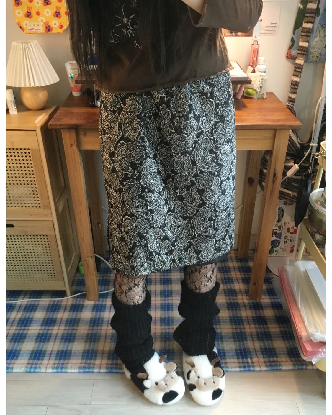 vintage paisley midi skirt black 상품이미지2