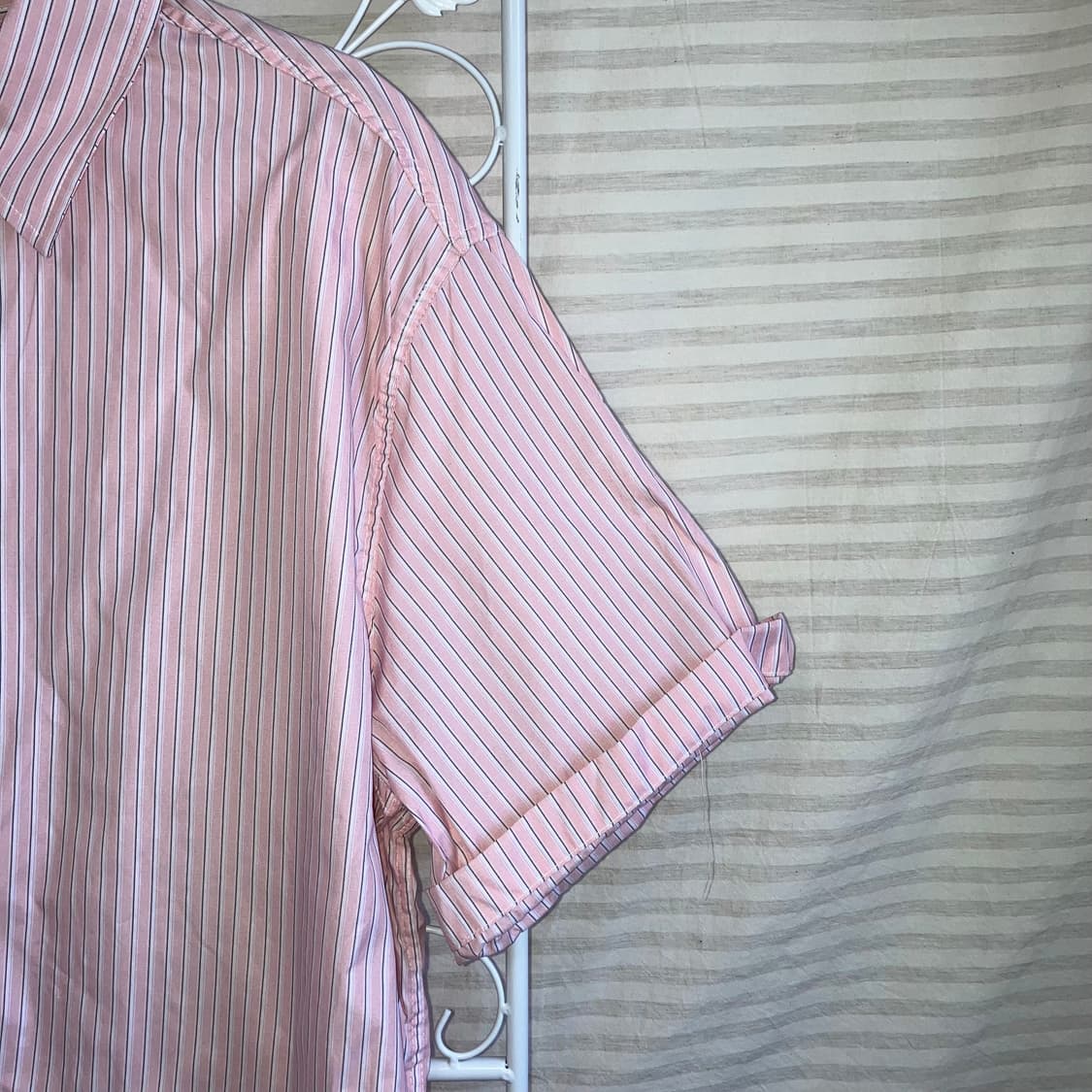 빈티지 핑크 스트라이프 셔링 셔츠 y2k 스트릿 갸루 펑키464 상품이미지4