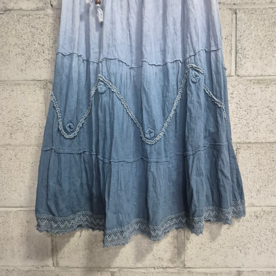 보헤미안 히피 그라데이션 빈티지 면 롱스커트 상품이미지3