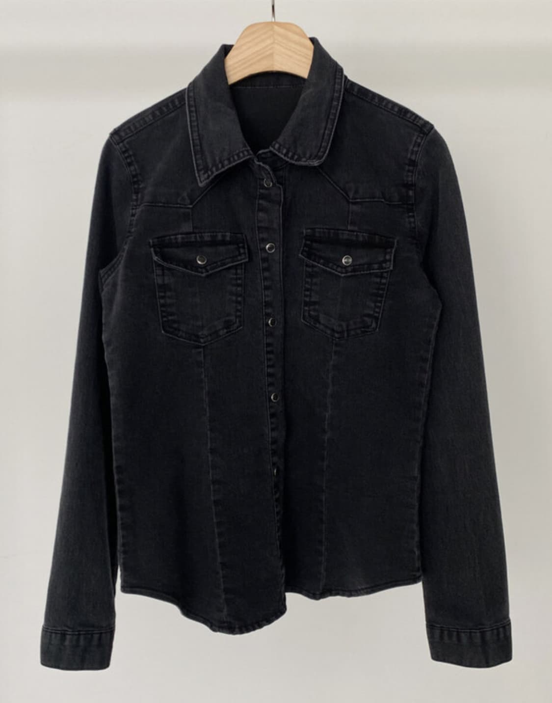 리언스 슬림 라인 데님 셔츠 흑청 m 상품이미지7