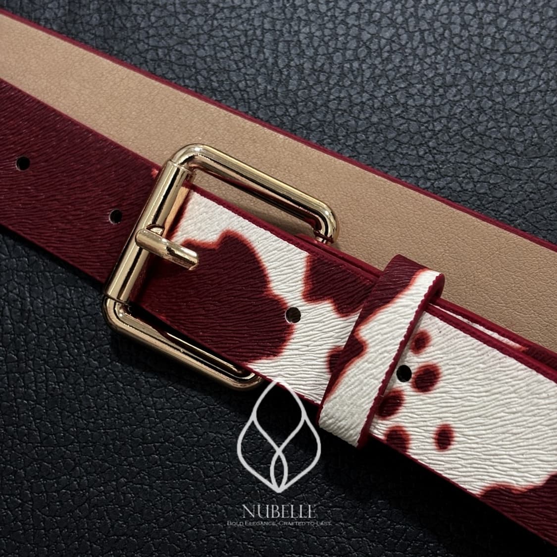 🌗 Cow embossed belt / 카우 호피 버클 벨트 상품이미지3
