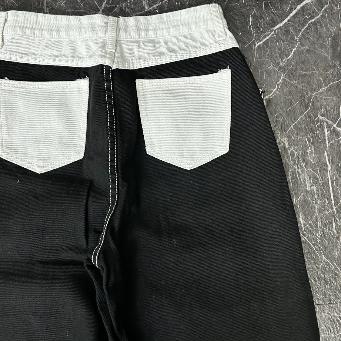 DD Blue 데미지 투톤 와이드 데님 팬츠 상품이미지9