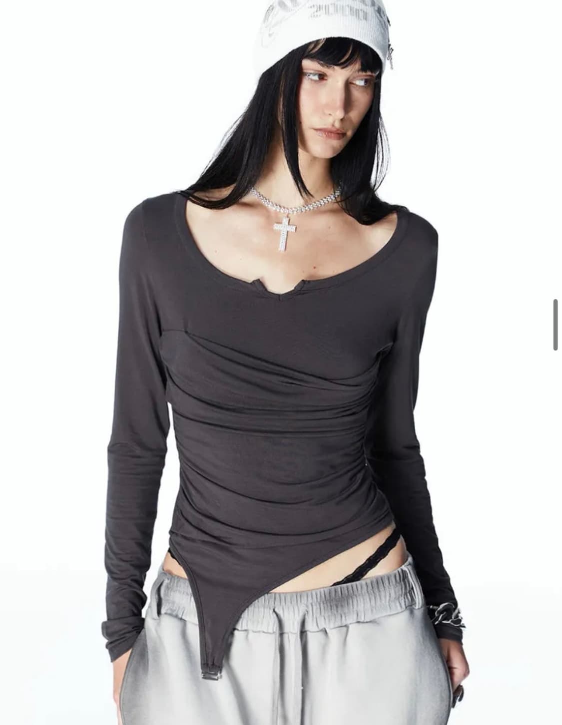 LEXI GARTER TOP (CHARCOAL) 상품이미지1