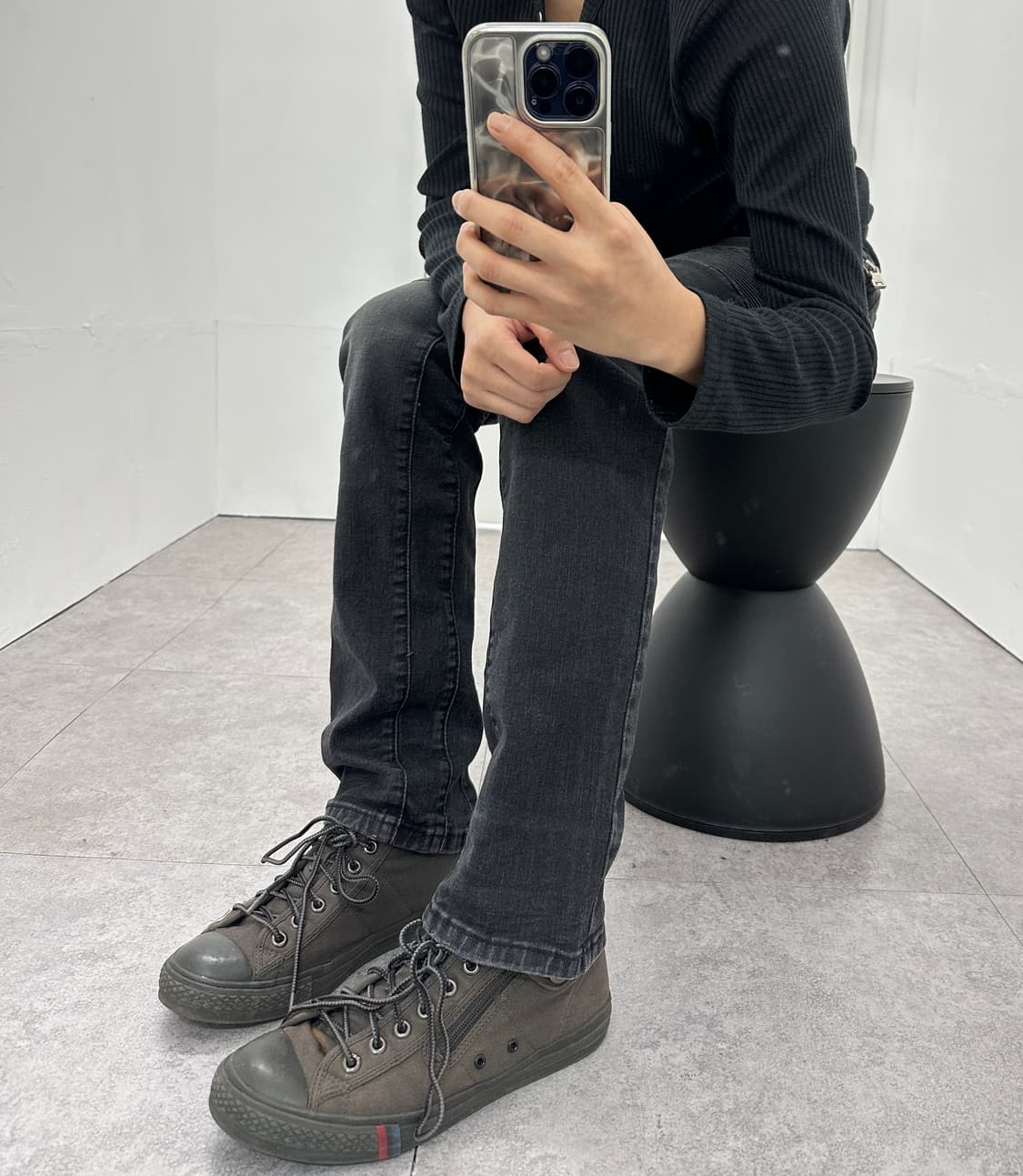 Vintage buckle stud khaki shoes  상품이미지9