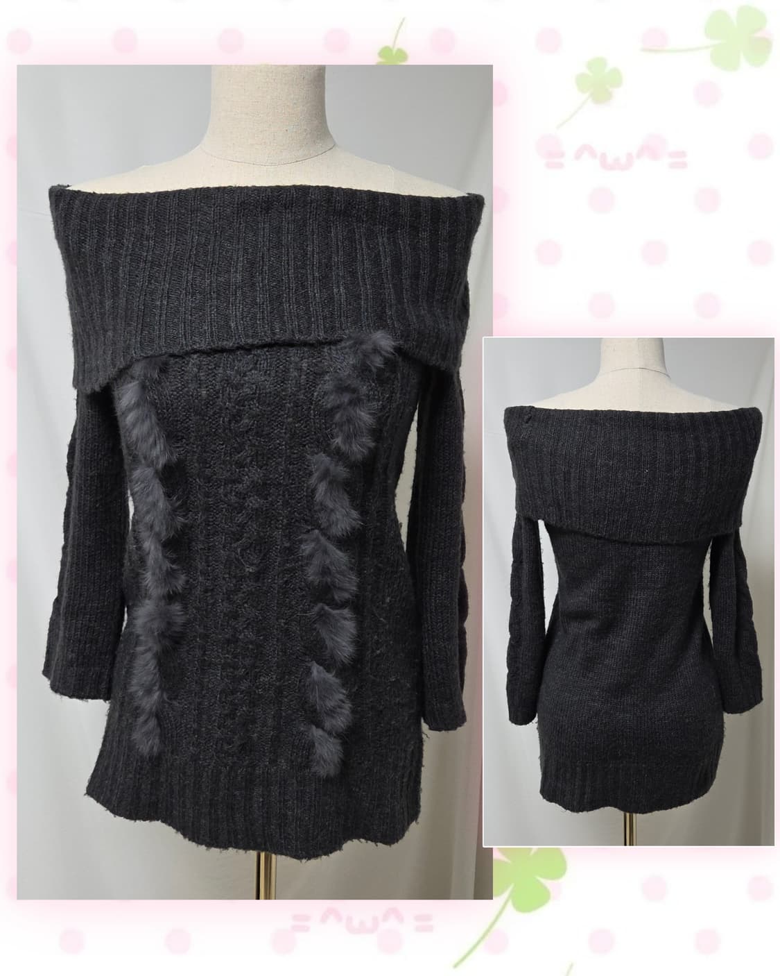 PINKY&DIANNE 챠콜 오프숄더 니트 상품이미지5