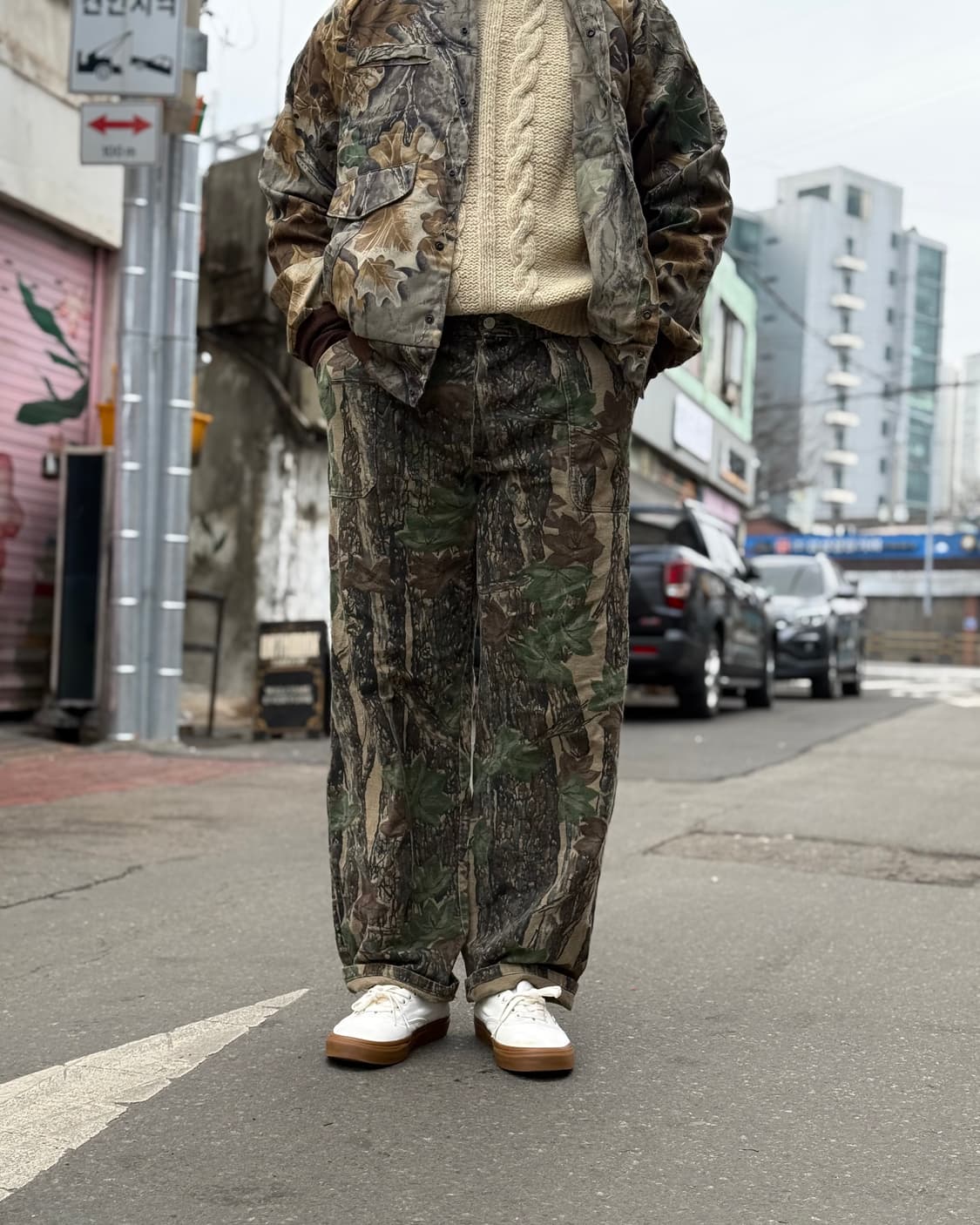 90‘s 빈티지 트리 바크(나무껍질) 패턴 헌팅 팬츠 34 상품이미지7