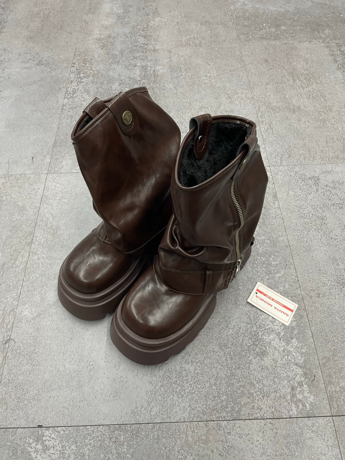 빈티지 y2k 투웨이 양털 브라운 미들 부츠 H1807 상품이미지4