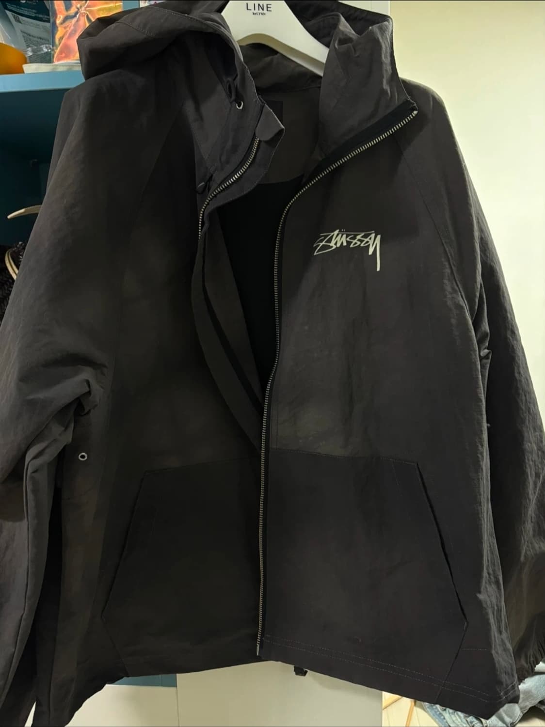 스투시 웨이브 다이 비치 쉘 자켓 블랙 상품이미지1