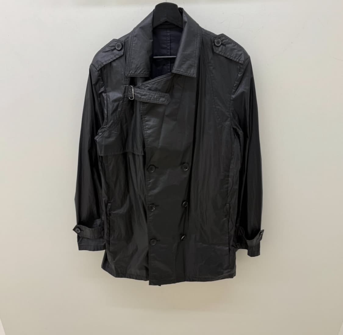 크리스 반 아쉐 더블 카라 페이크 레더 트렌치 코트 상품이미지3