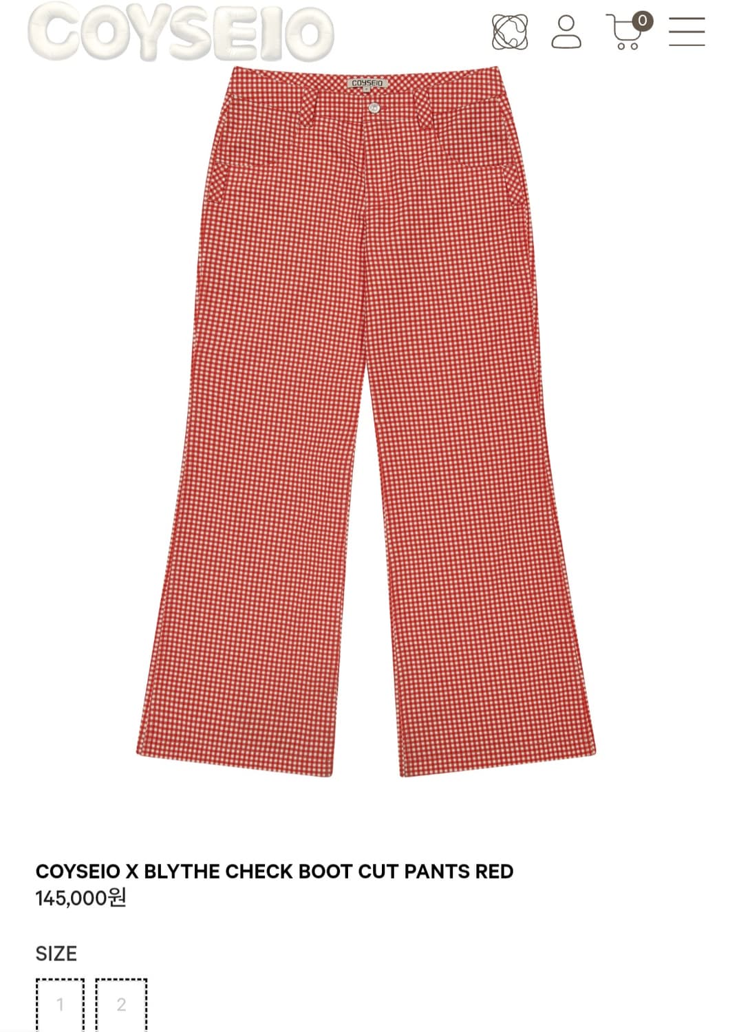 코이세이오 브라이스 팬츠 레드 1사이즈 구합니다 상품이미지1