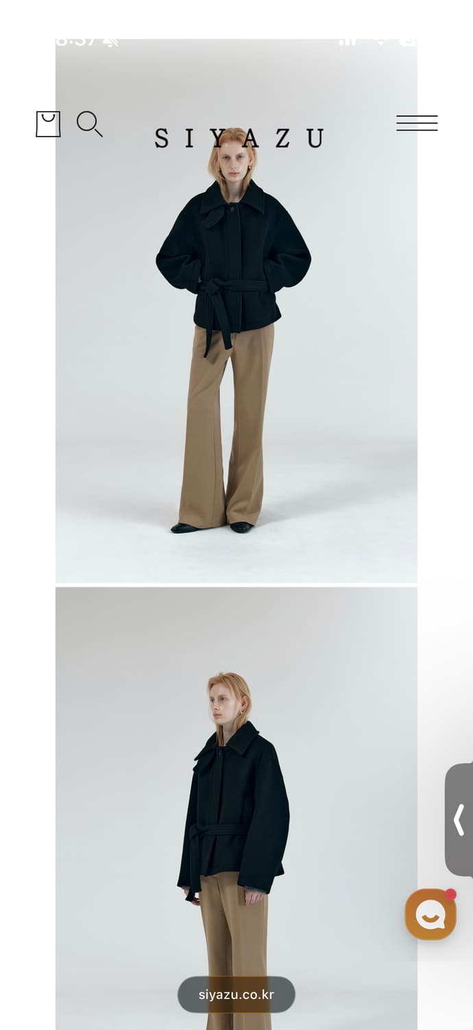 시야쥬 헤어리 벨티드 하프 코트_Black 상품이미지2