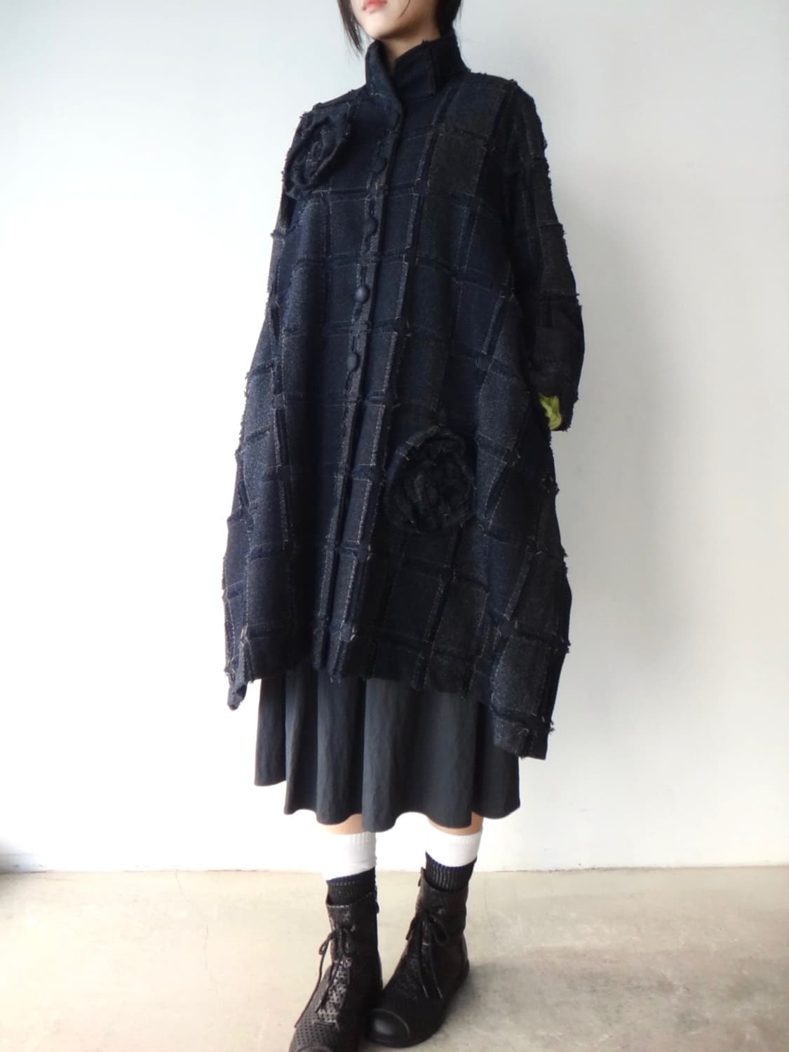 Avant grid check corsage jacket / navy 상품이미지8