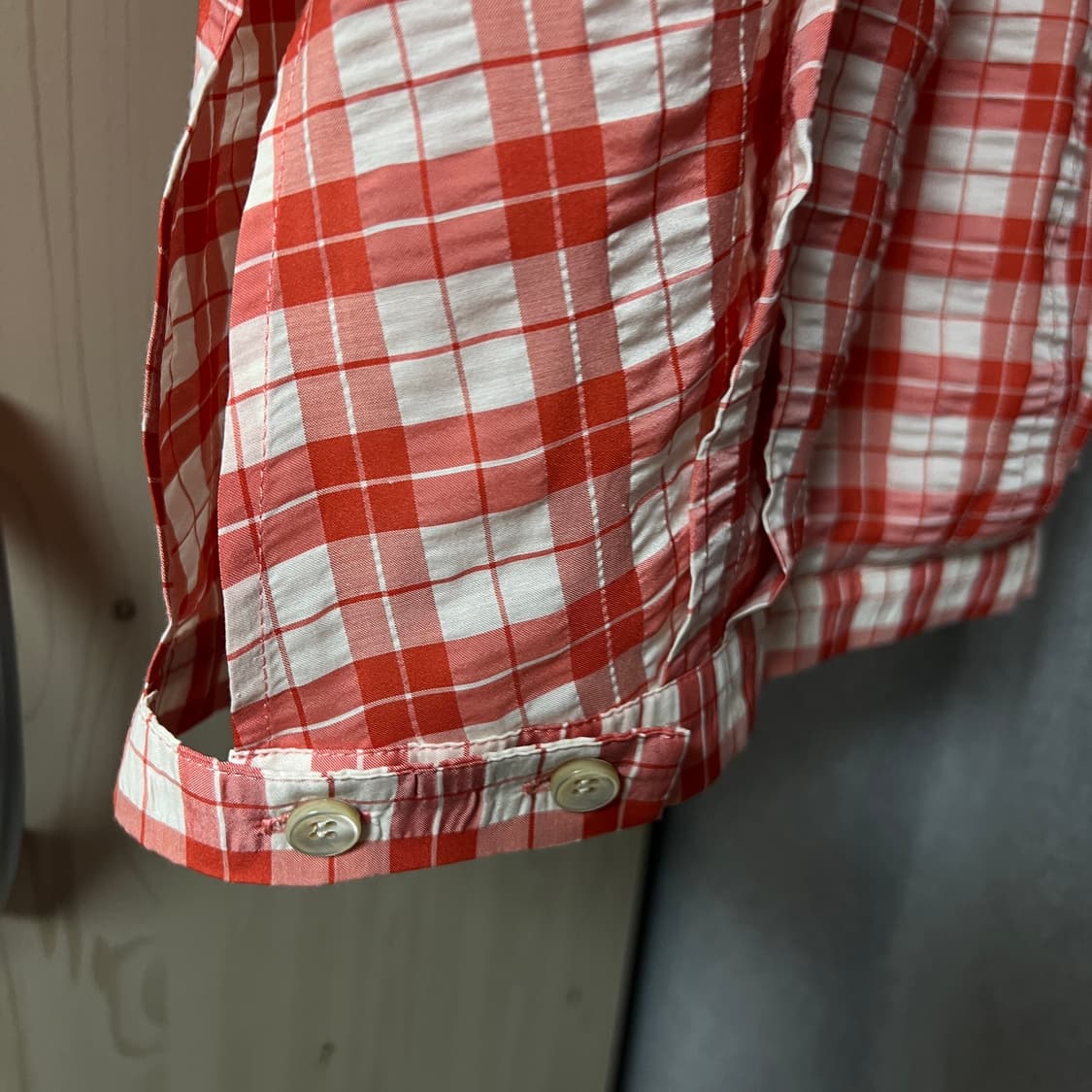 언쿡드 체크 볼륨 슬리브리스 블라우스 상품이미지7