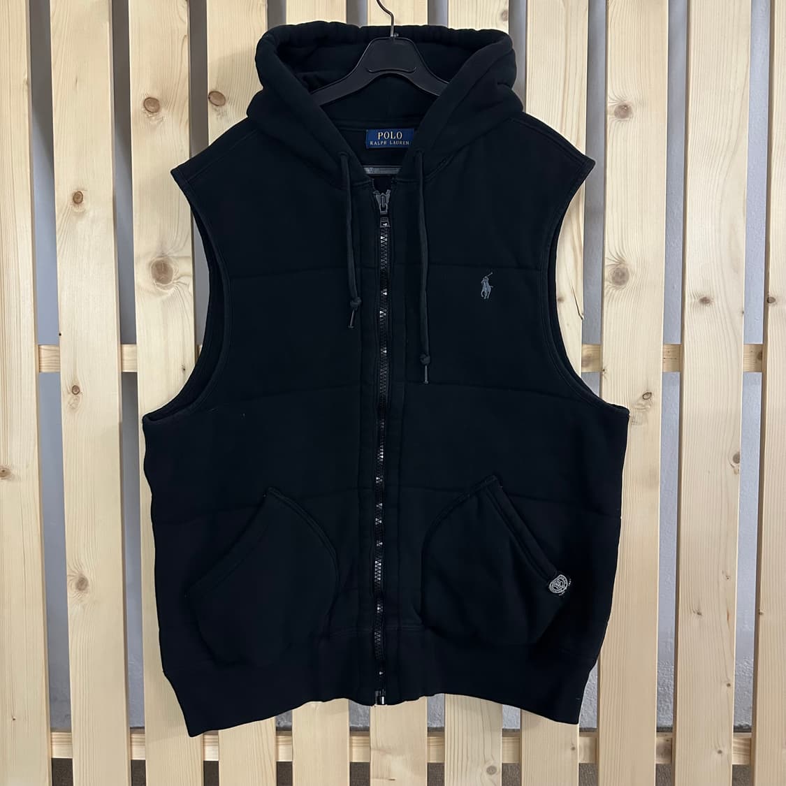 (L) 폴로 랄프로렌 블랙 코튼 베스트 후드집업 상품이미지1