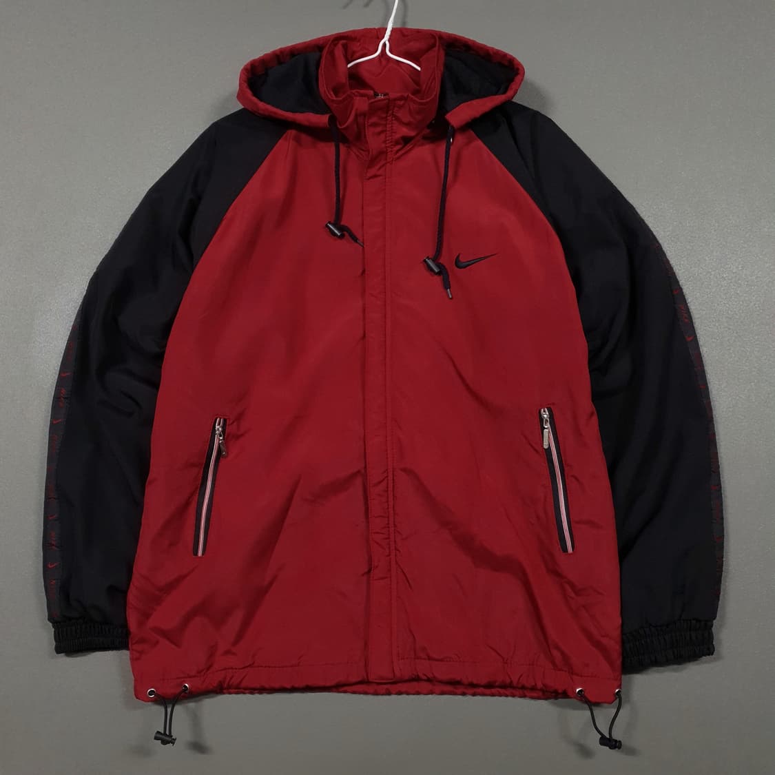 90s 나이키 버건디 레드 올드스쿨 바람막이 윈드브레이커 후드 자켓 M 상품이미지1