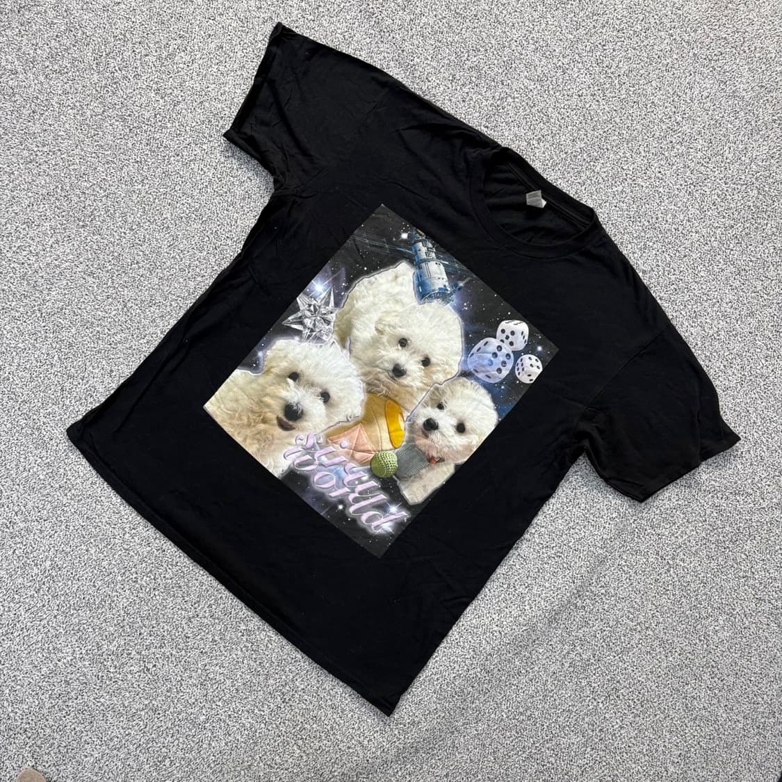 XL 길단 강아지 그래픽 반팔 티셔츠 0416J 상품이미지1