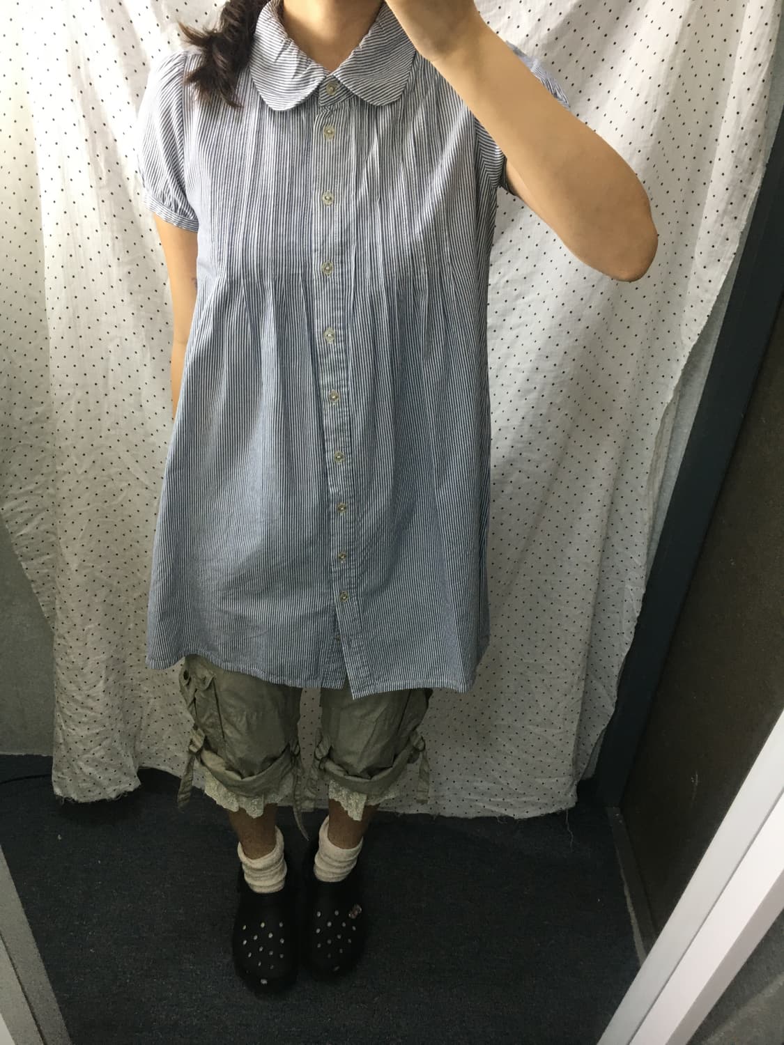 네이비 스트라이프 둥근카라 원피스 상품이미지5