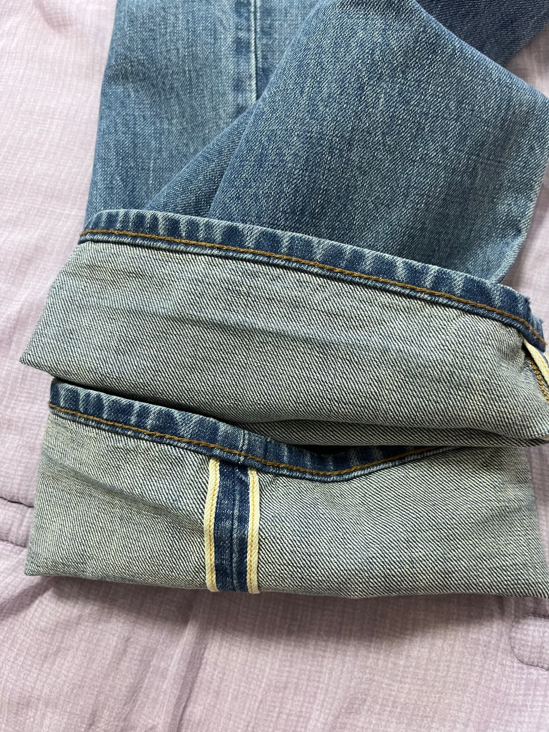 아웃스탠딩 30s 셀비지 데님 팬츠 라이트 블루 상품이미지7