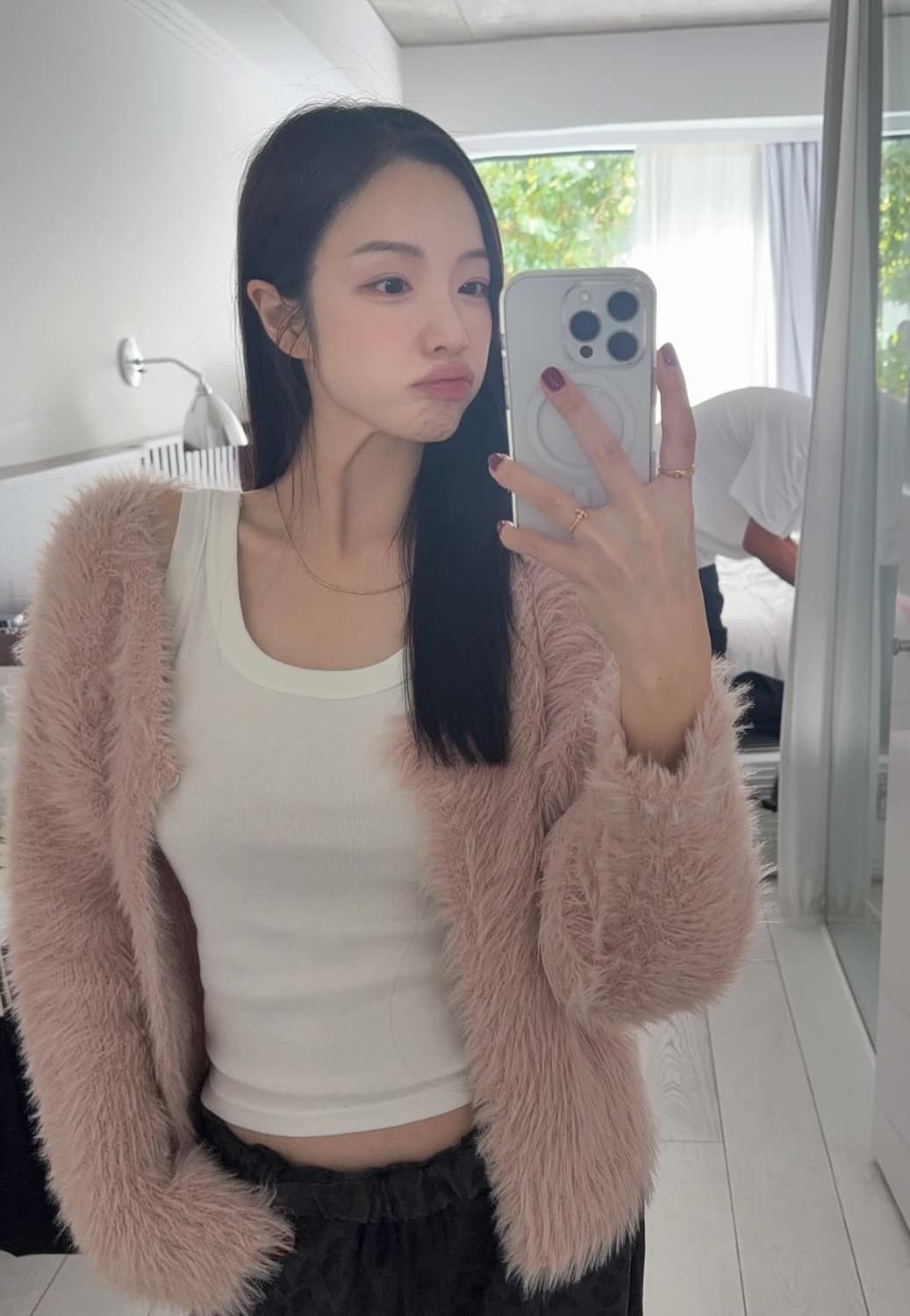 새제품) 헤더먼트 테디 가디건 핑크 상품이미지3