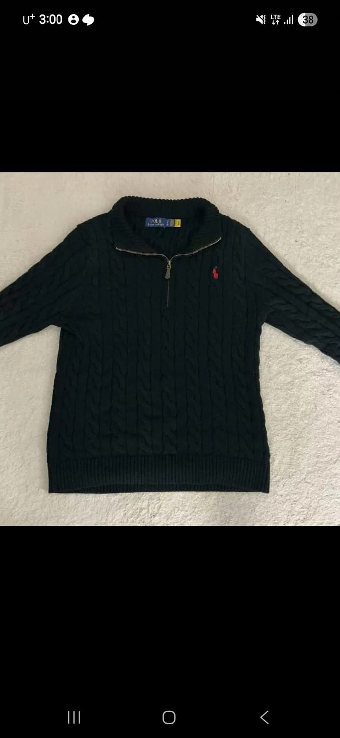 폴로 블랙 꽈배기 반집업 니트 상품이미지1