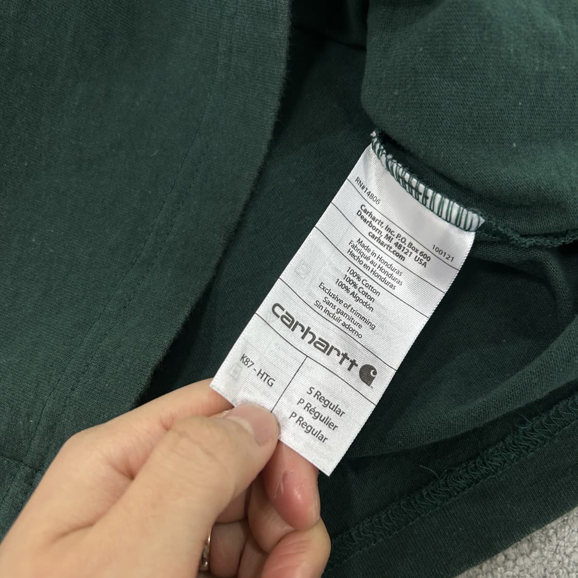 칼하트 포켓 반팔 티셔츠 다크 그린 L 상품이미지3