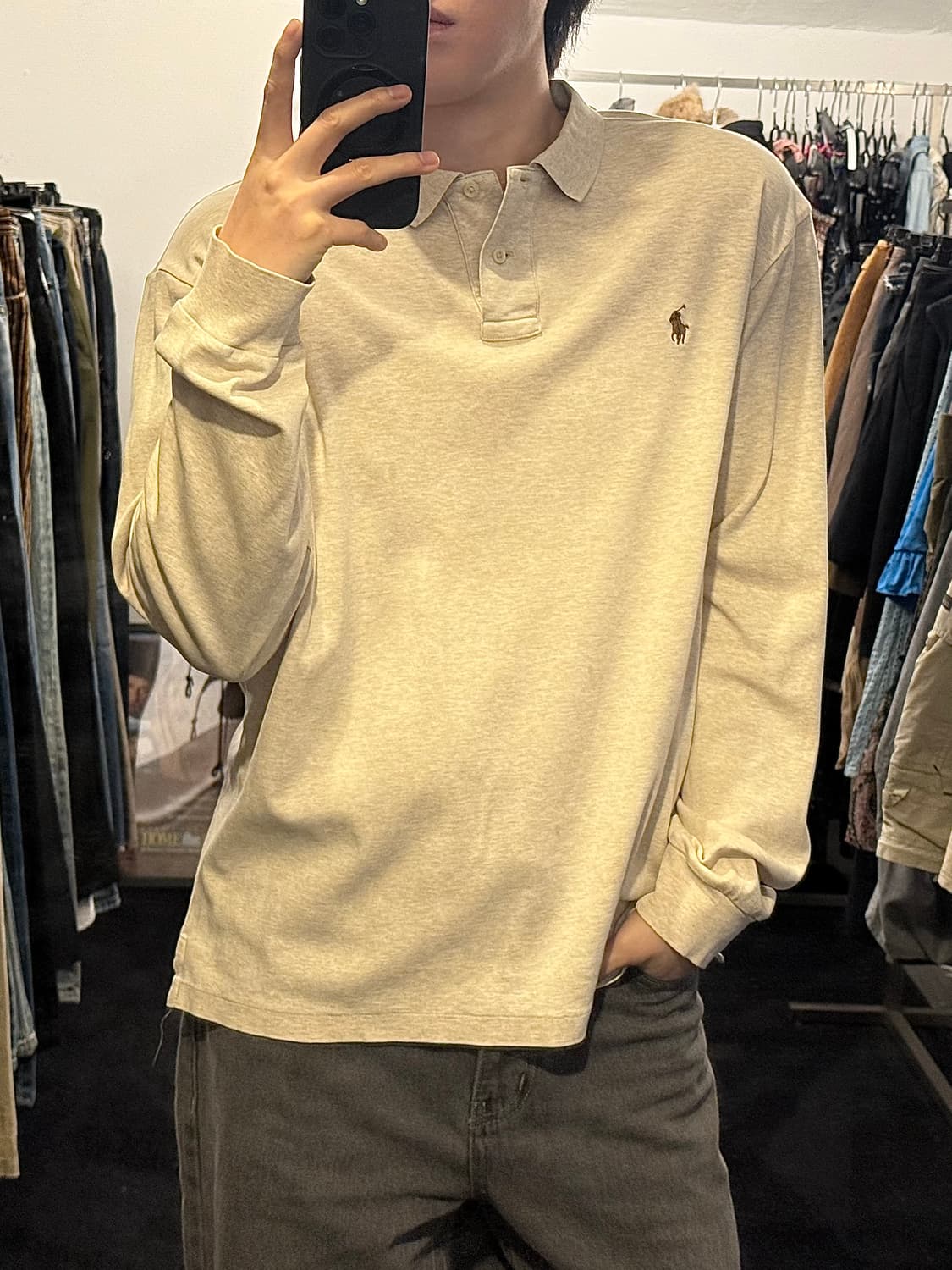 폴로 랄프로렌 슬럽 코튼 면 긴팔 PK 카라 긴팔 티셔츠 XL 105 상품이미지1