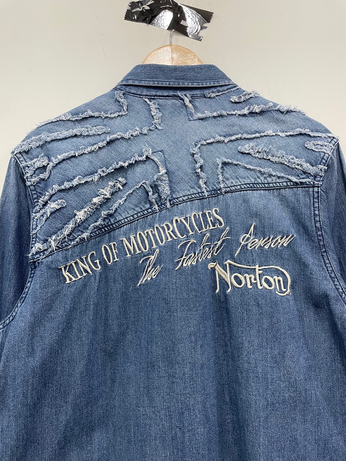 Norton 노턴 워싱 그런지 빅 자수로고 데님 긴팔셔츠 상품이미지7