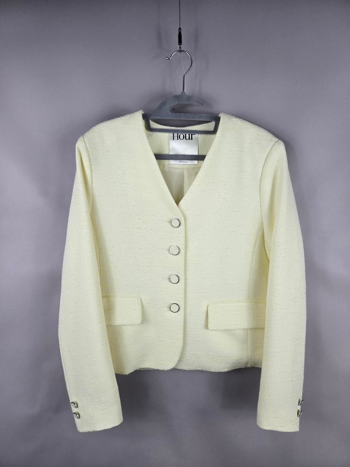 [무료배송]업타운홀릭 S 여성 봄 트위드 자켓 레몬색 상품이미지1