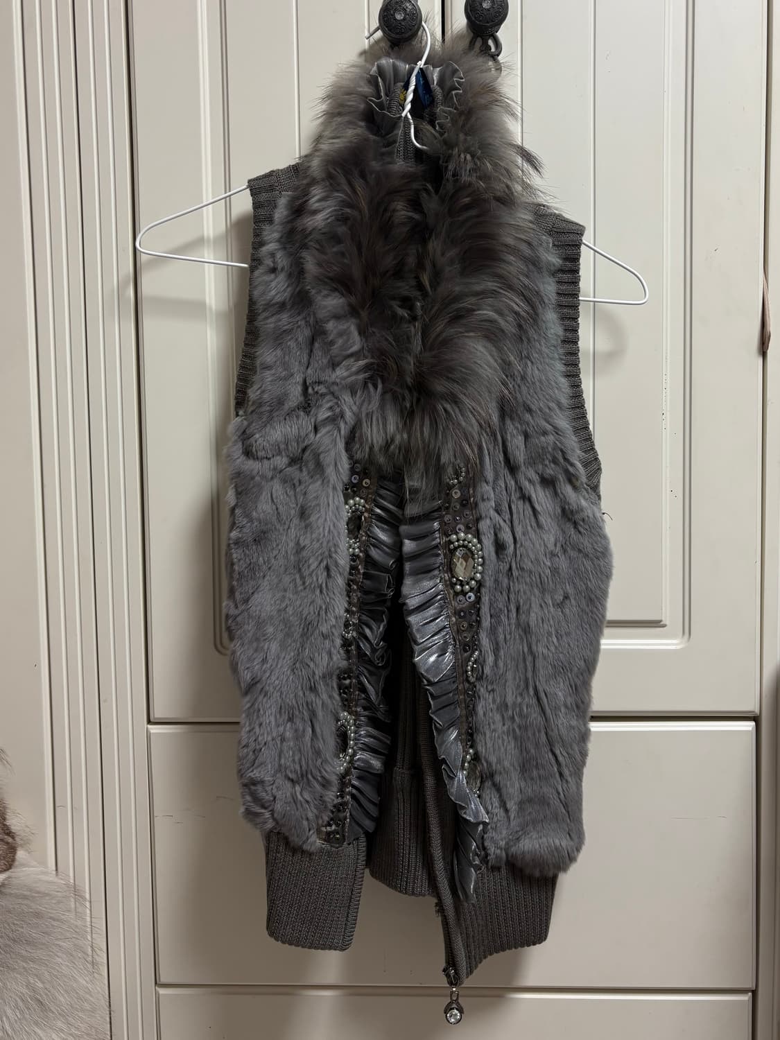 빈티지 니트 퍼 조끼 상품이미지1