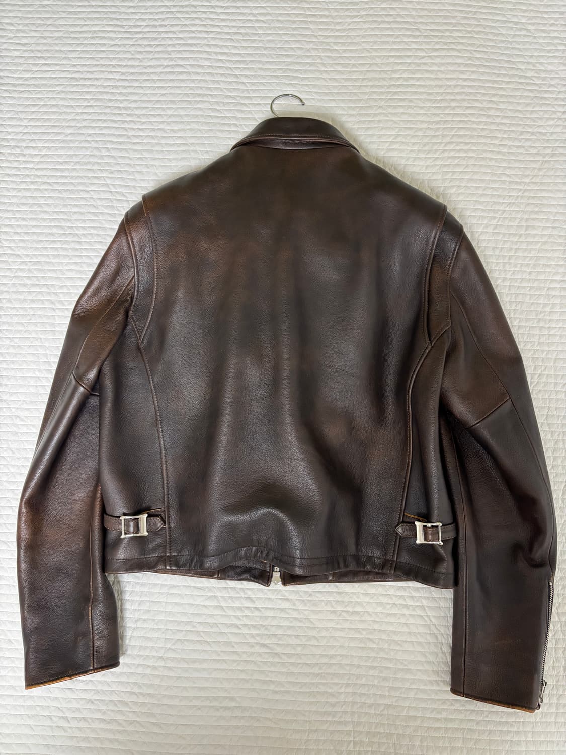 토니웩 레더 빈티지 트리트먼트 크롭 자켓 다크 브라운 L 상품이미지5