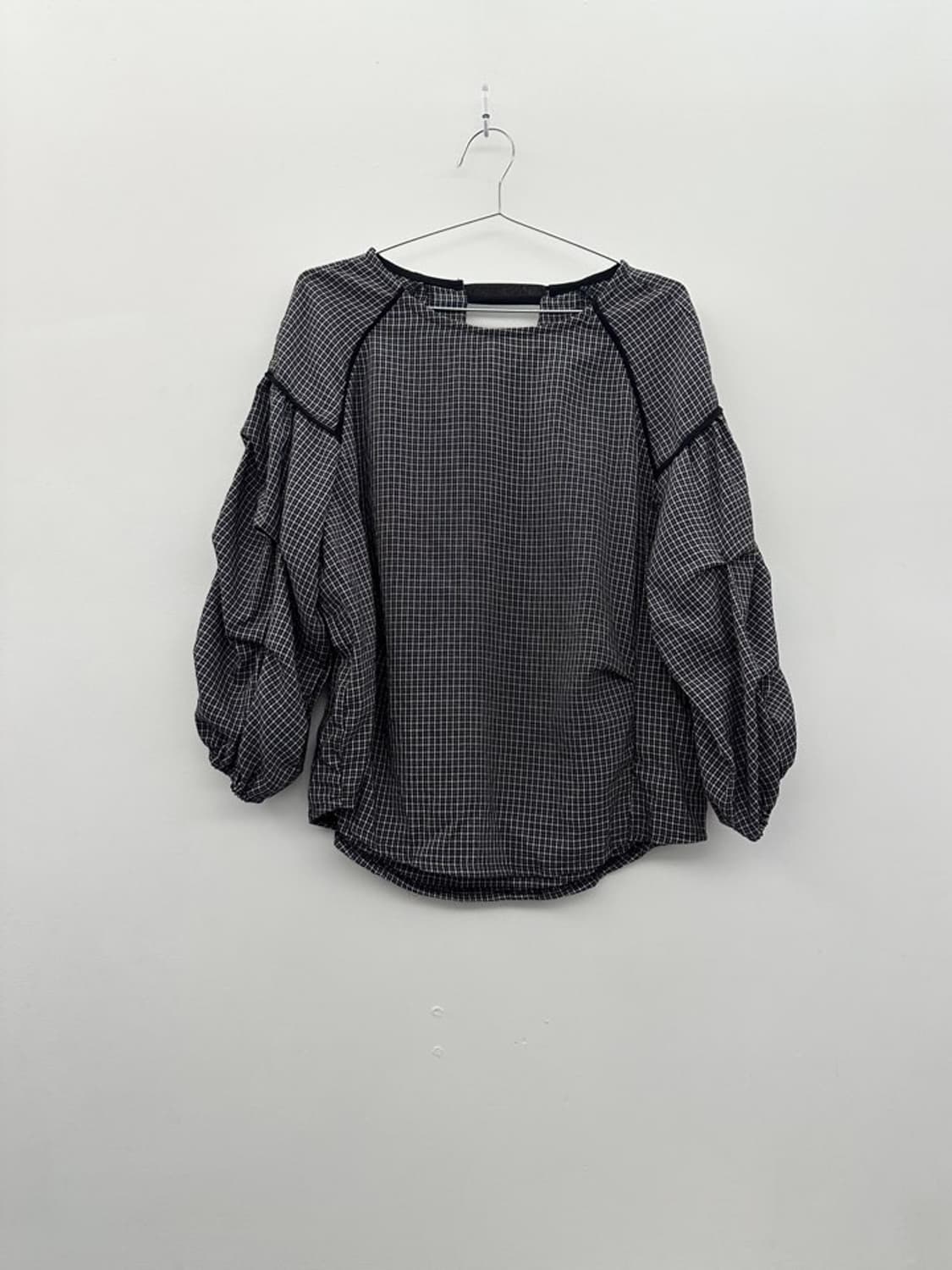 Check shirring ballon blouse 상품이미지4