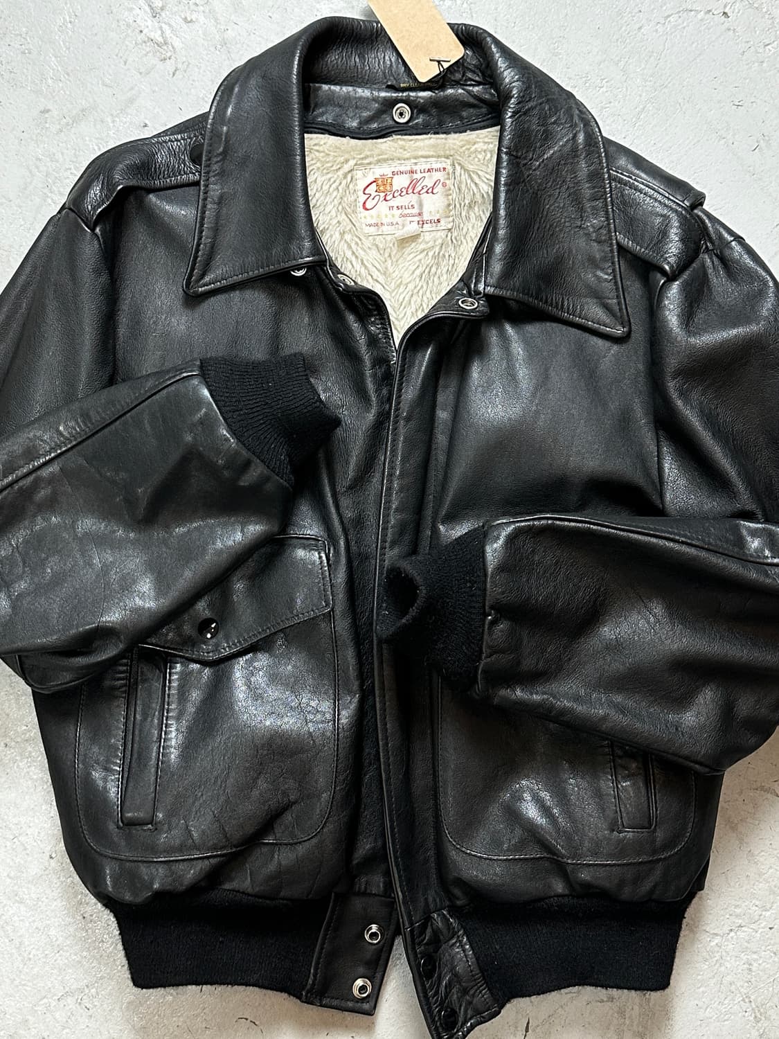 80's USA 빈티지 엑셀드 레더 봄버 자켓 빈티지 A2 레더 자켓 상품이미지8