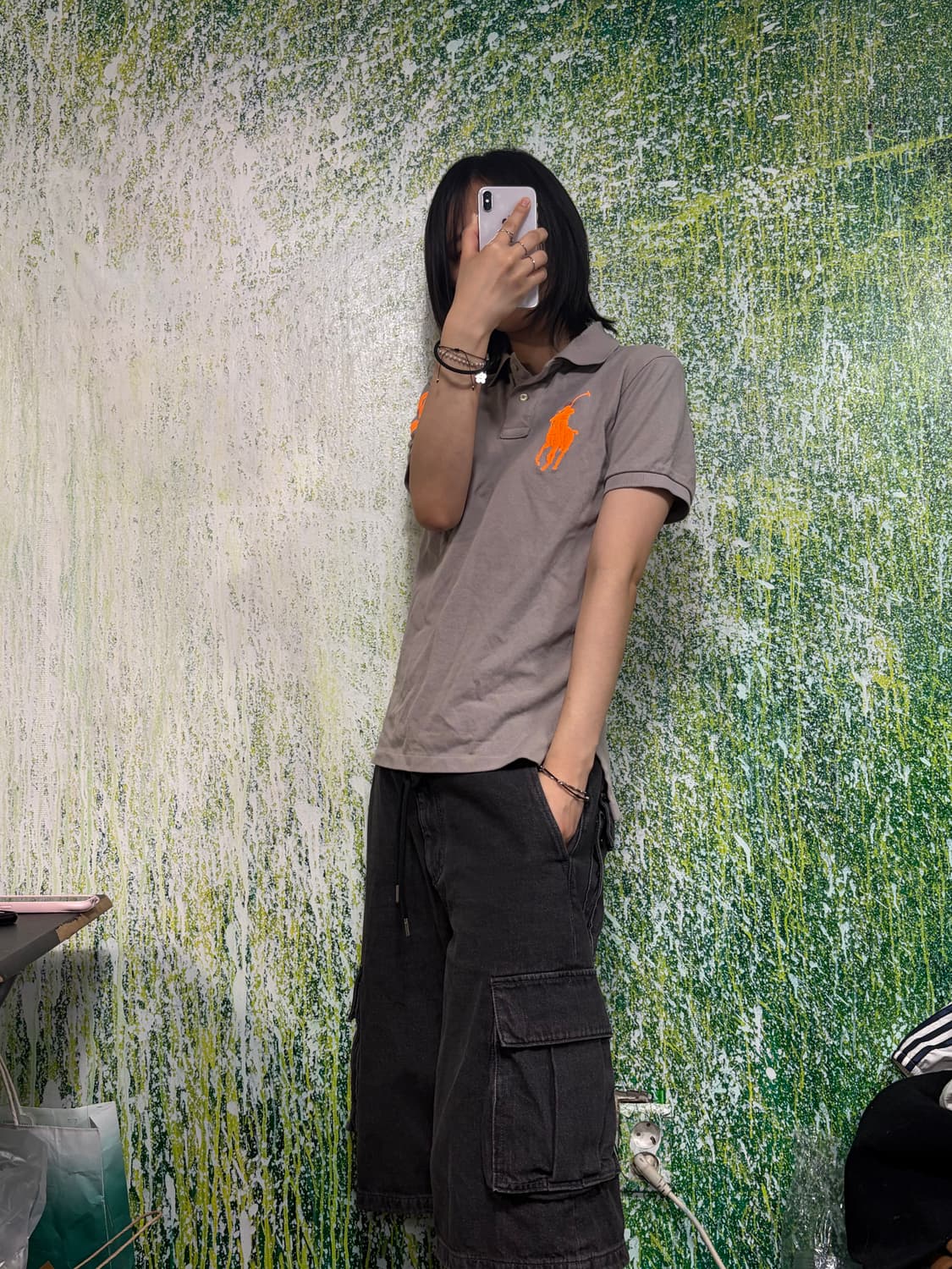 폴로 빅포니 치프키프 그레이 주황 반팔 카라 티셔츠 S 상품이미지3