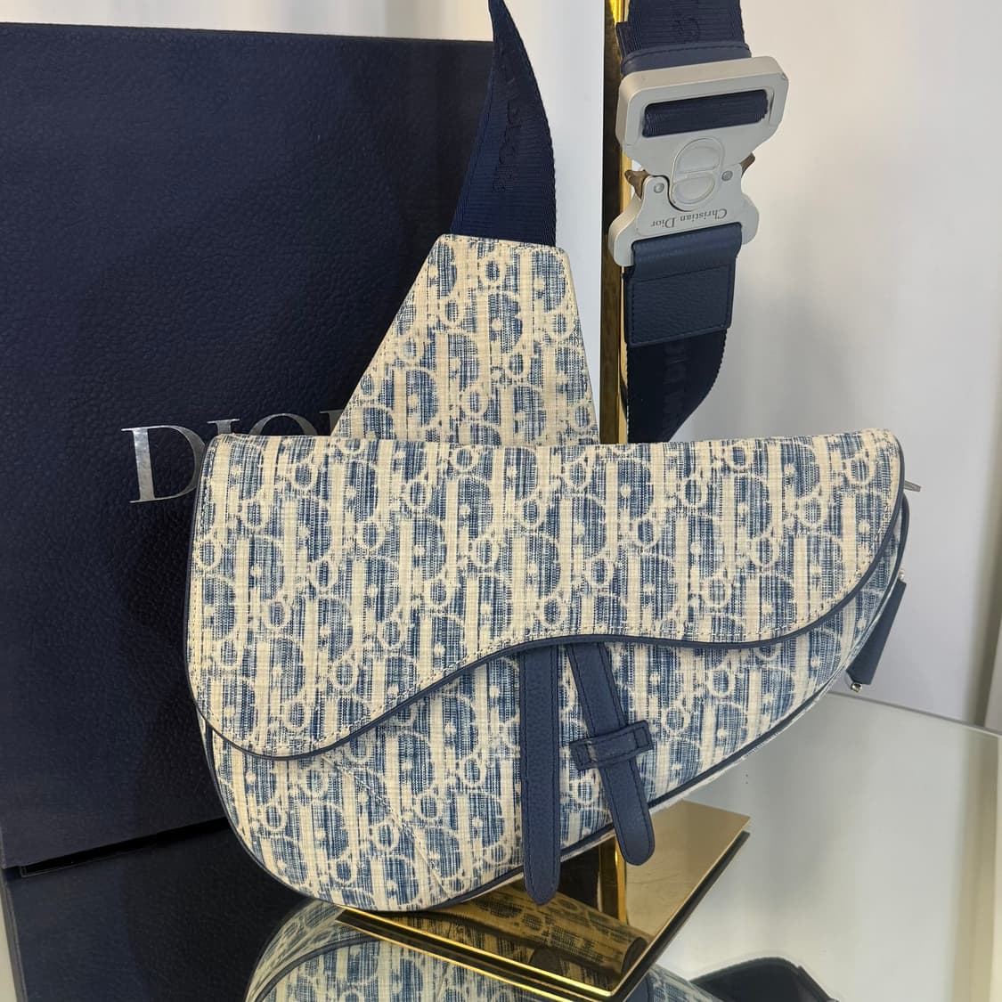 [정품] 디올 오블리크 카스리 데님 새들백 상품이미지1