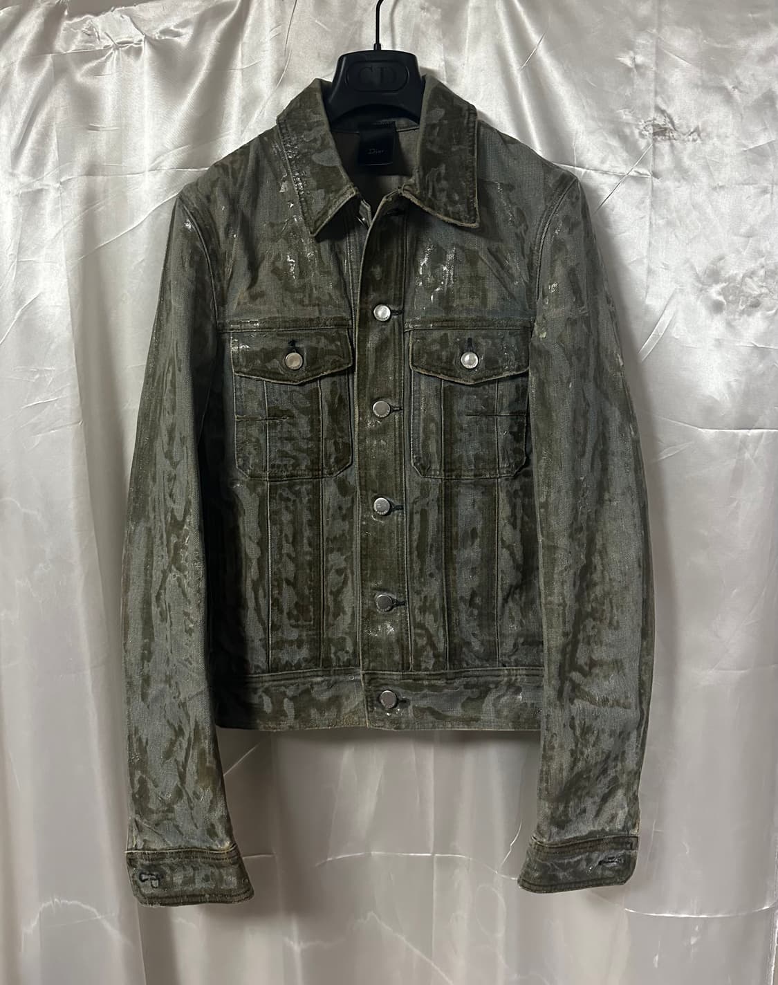 디올옴므 SS04 왁스 코티드 블루 끌레어 데님 자켓 상품이미지1