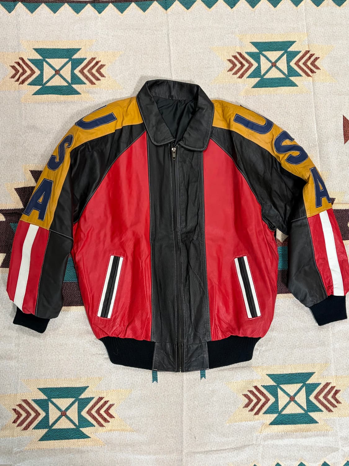 USA patch real leather bomber jacket 상품이미지1