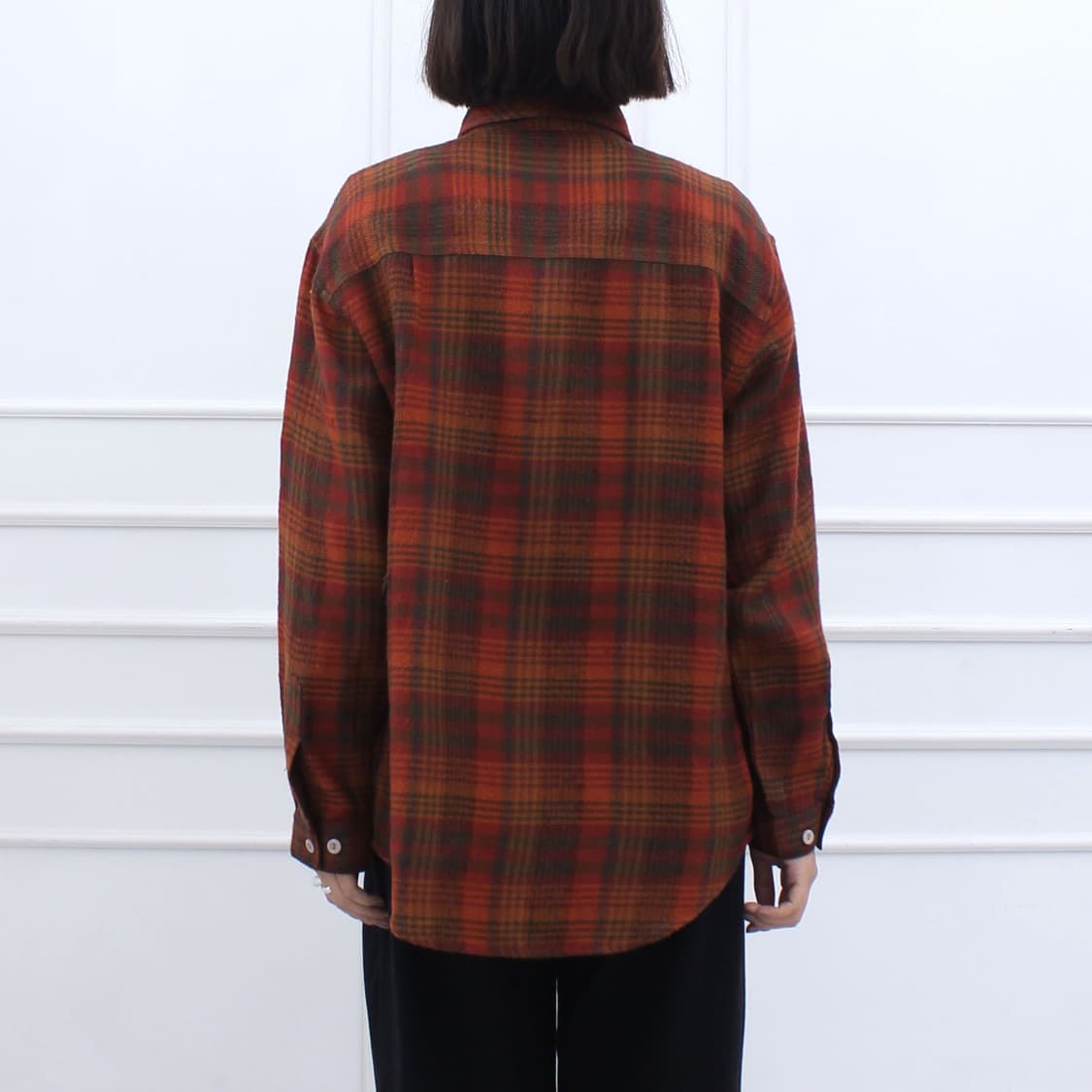 일본 빈티지 울 모직 체크 오버핏 셔츠 상품이미지6