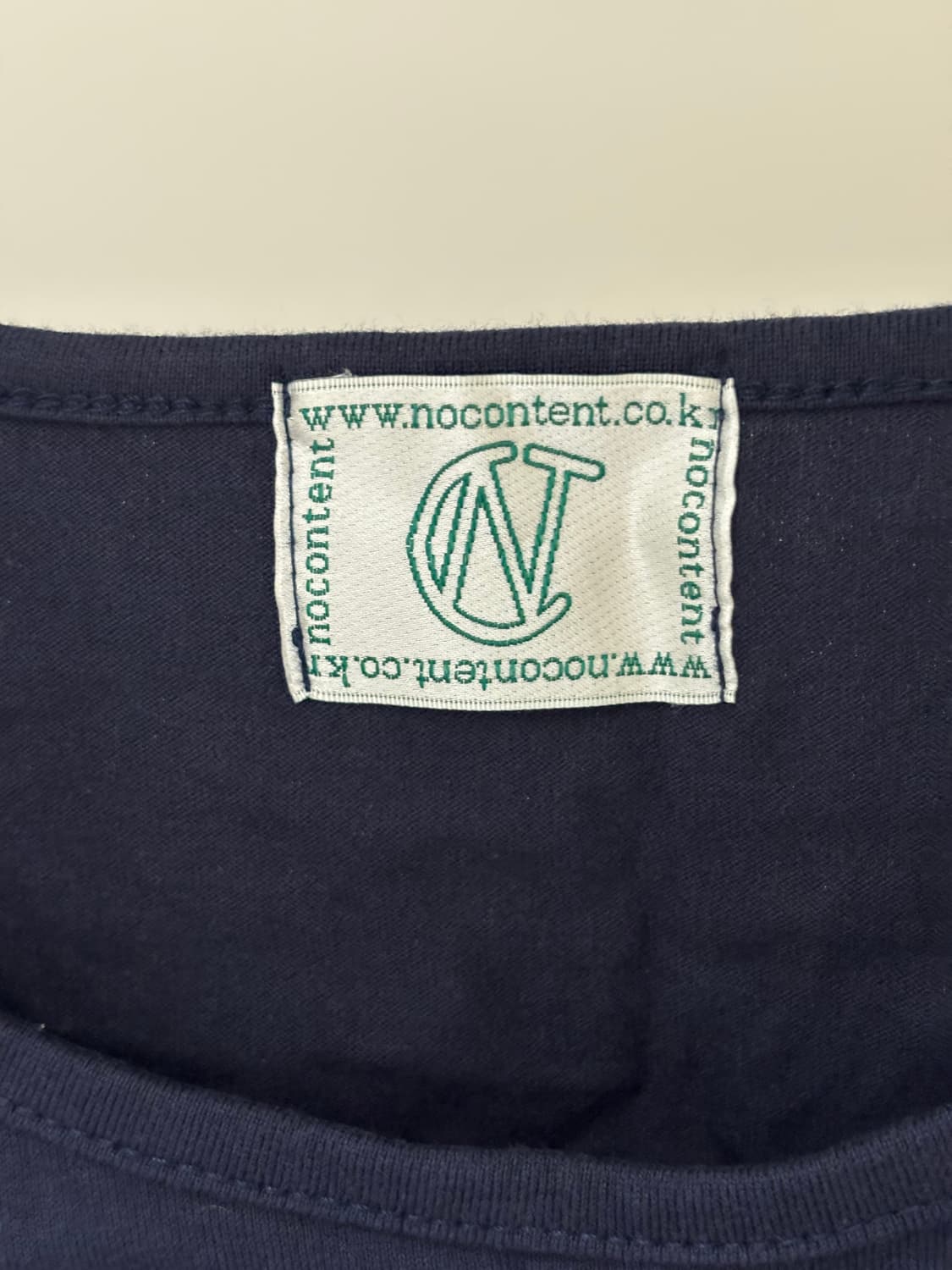 NOCONTENT 노컨텐츠 체크 슬리브 티 네이비 반팔 티셔츠 모리걸 상품이미지3