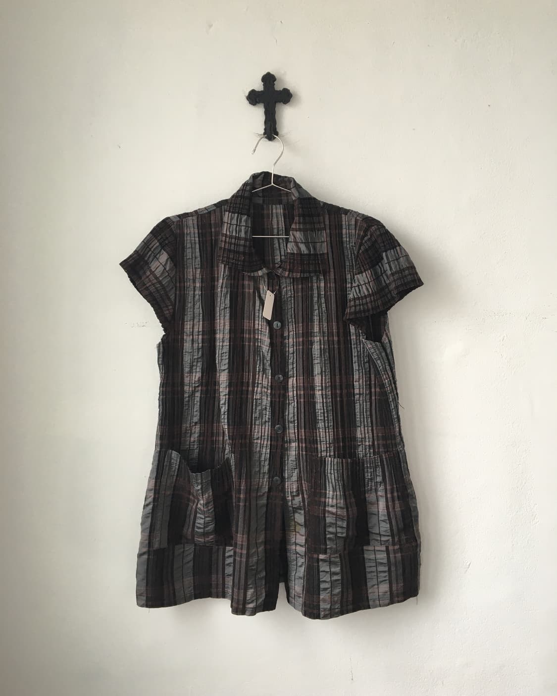 Check pattern pleats blouse 상품이미지2