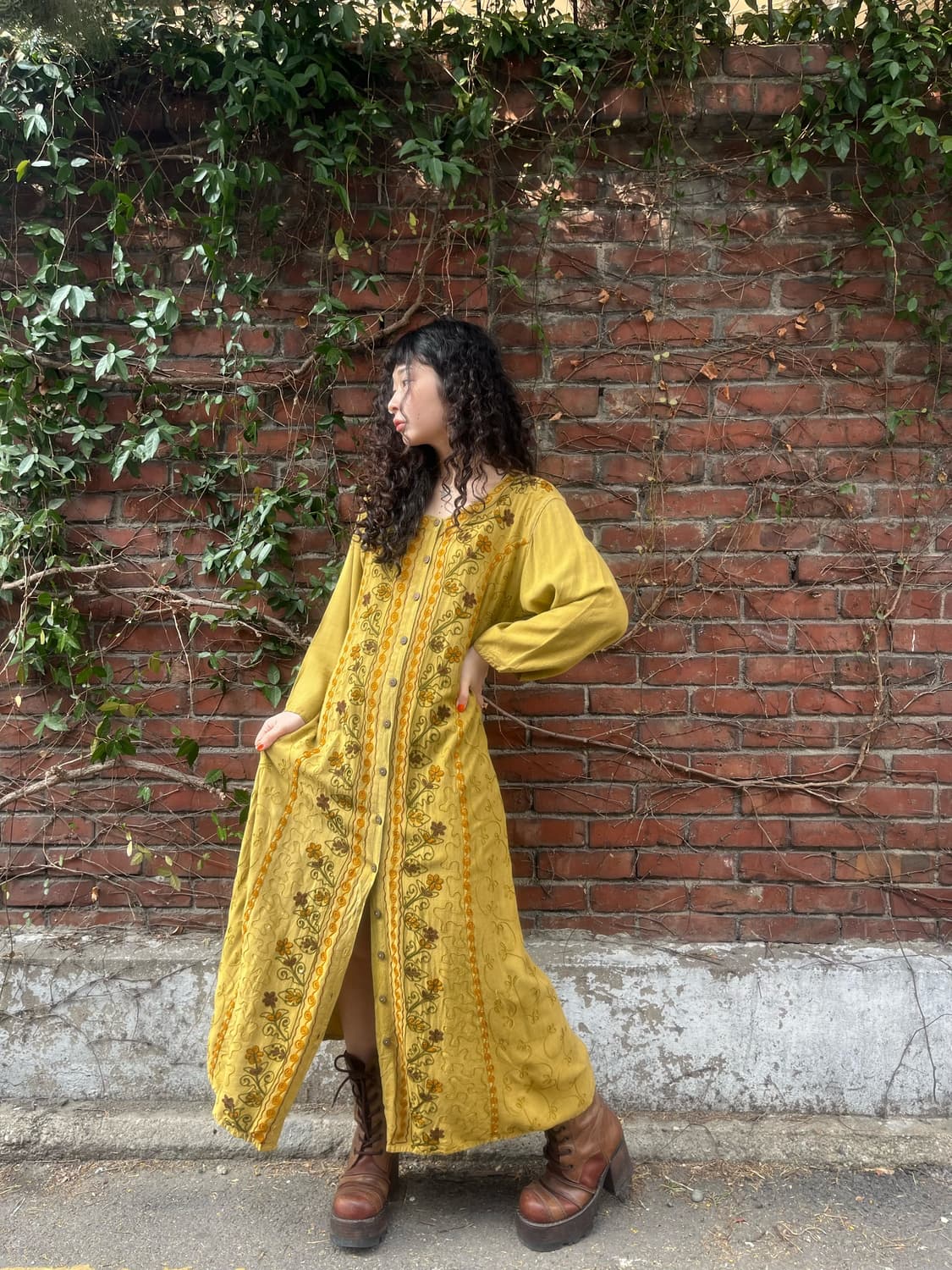 보헤미안 히피 페이즐리 스티치 원피스 상품이미지1