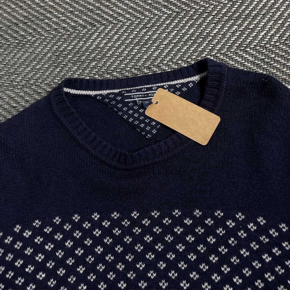 타미힐피거 패턴 라운드넥 니트 네이비o 4773 상품이미지4