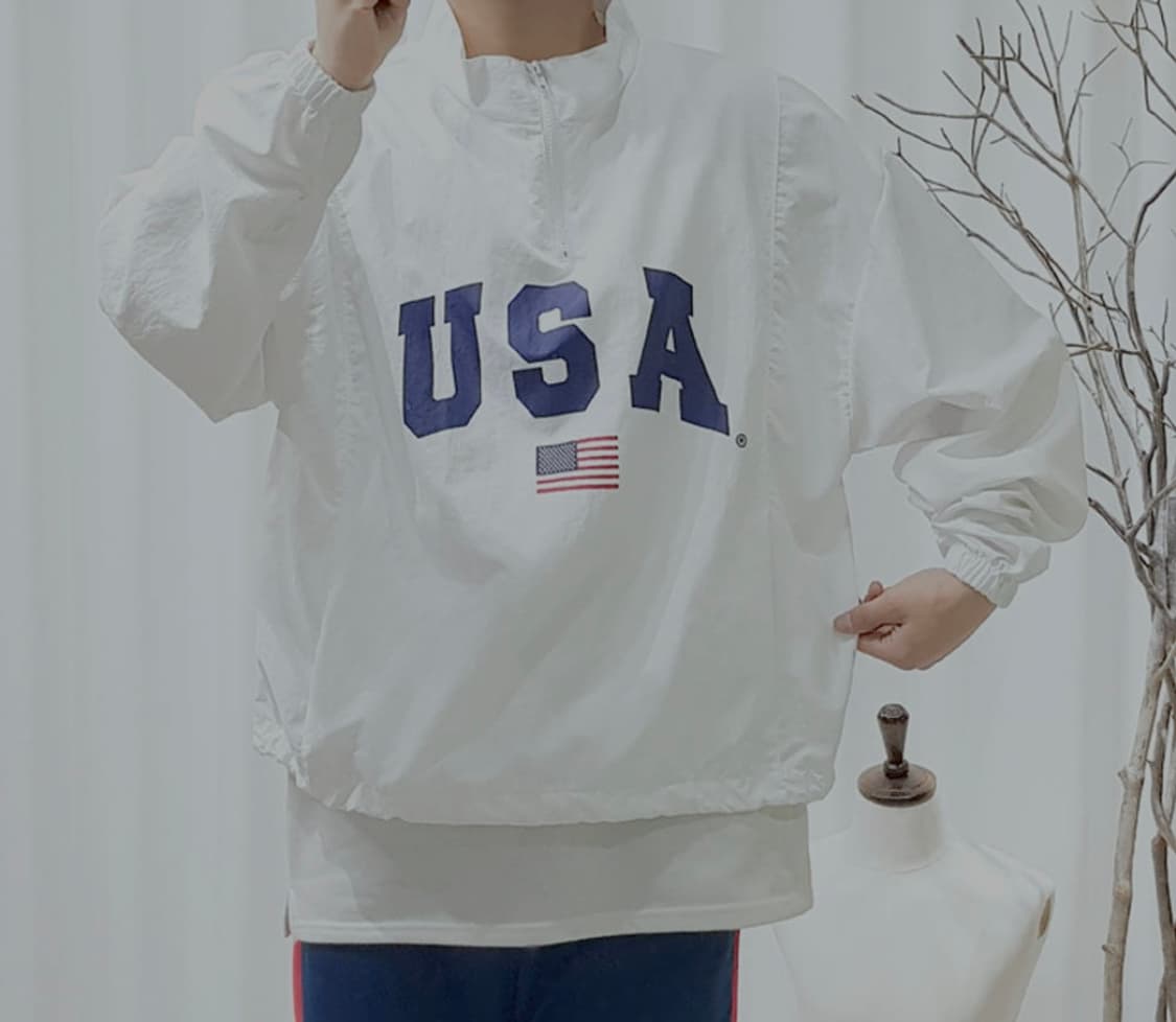 Unveiling USA 반집업 아노락 바람막이 화이트 상품이미지3