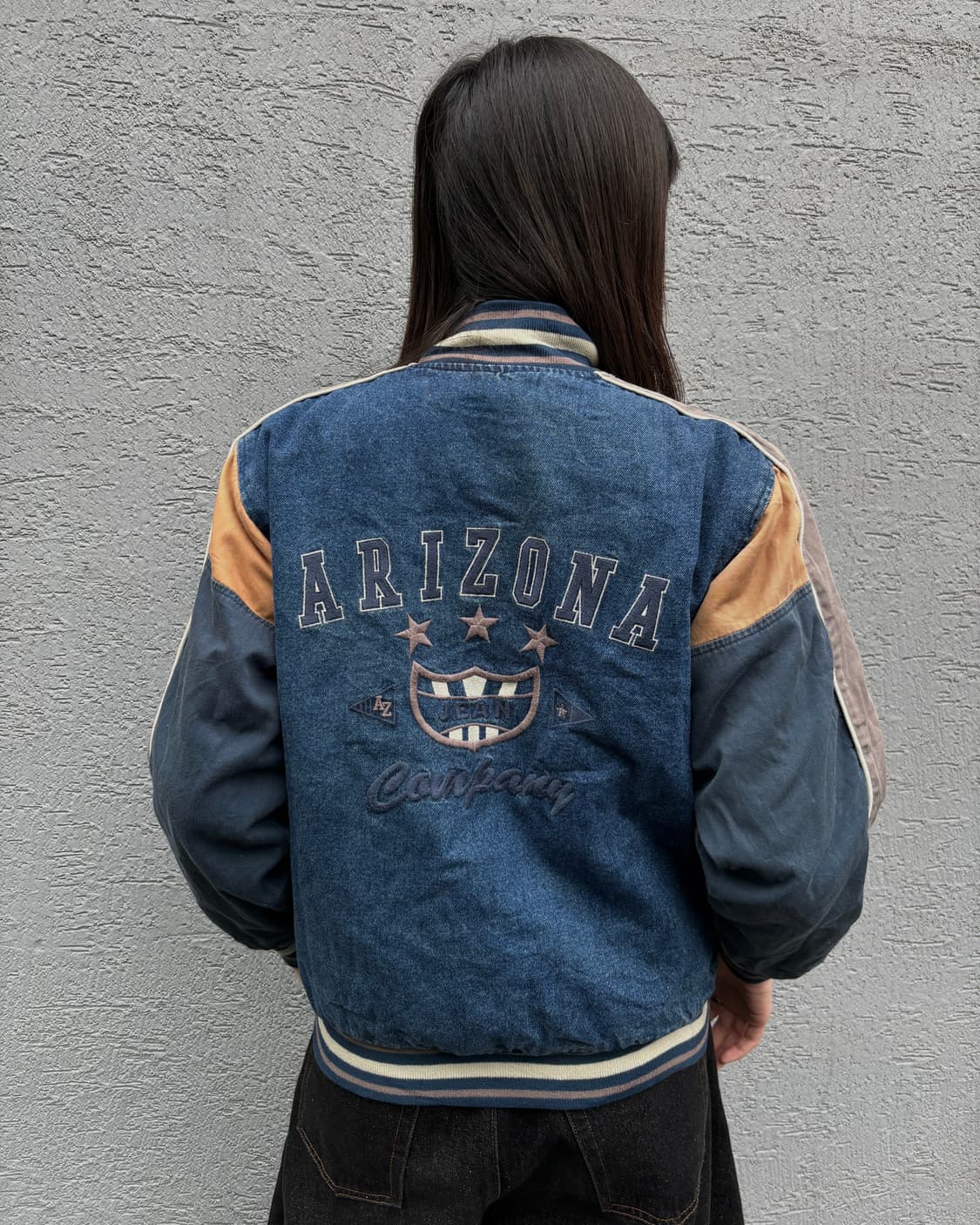 90s vintage denim varsity jacket 상품이미지4