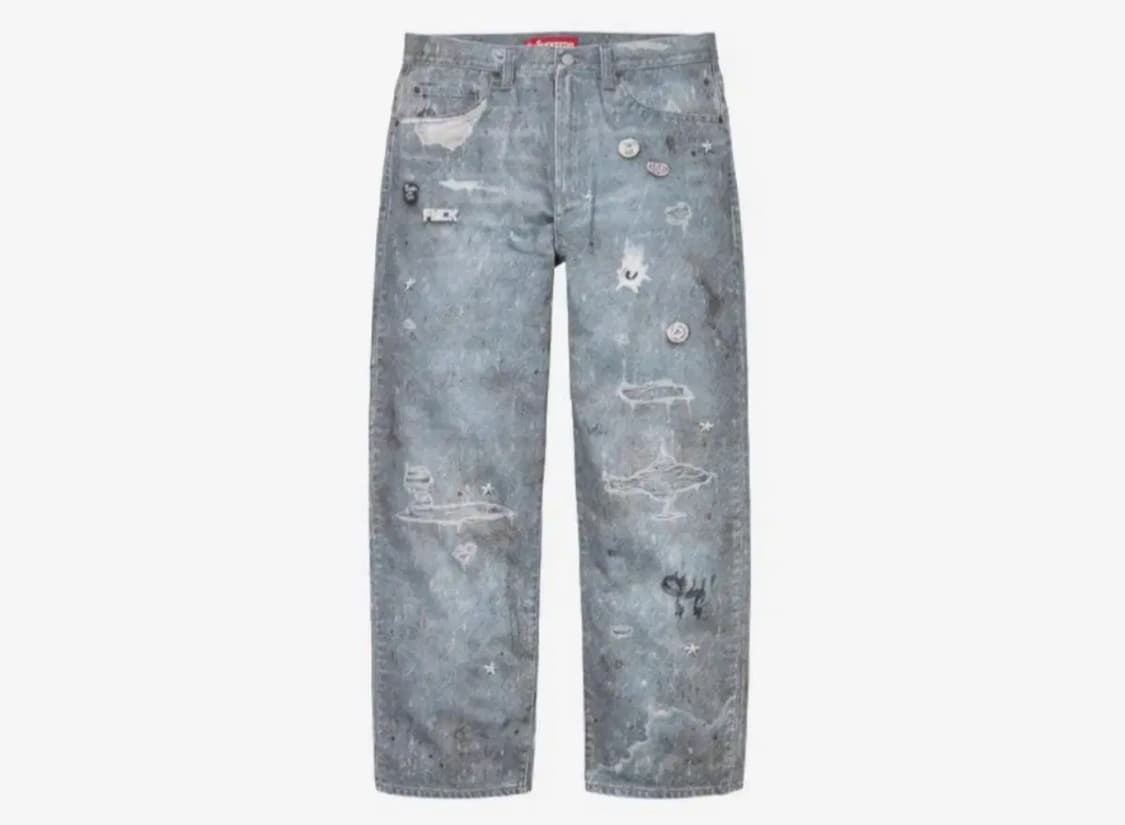 (34)슈프림 HJR 트롱프 뢰유 루즈 핏 진 블루 34사이즈 상품이미지1