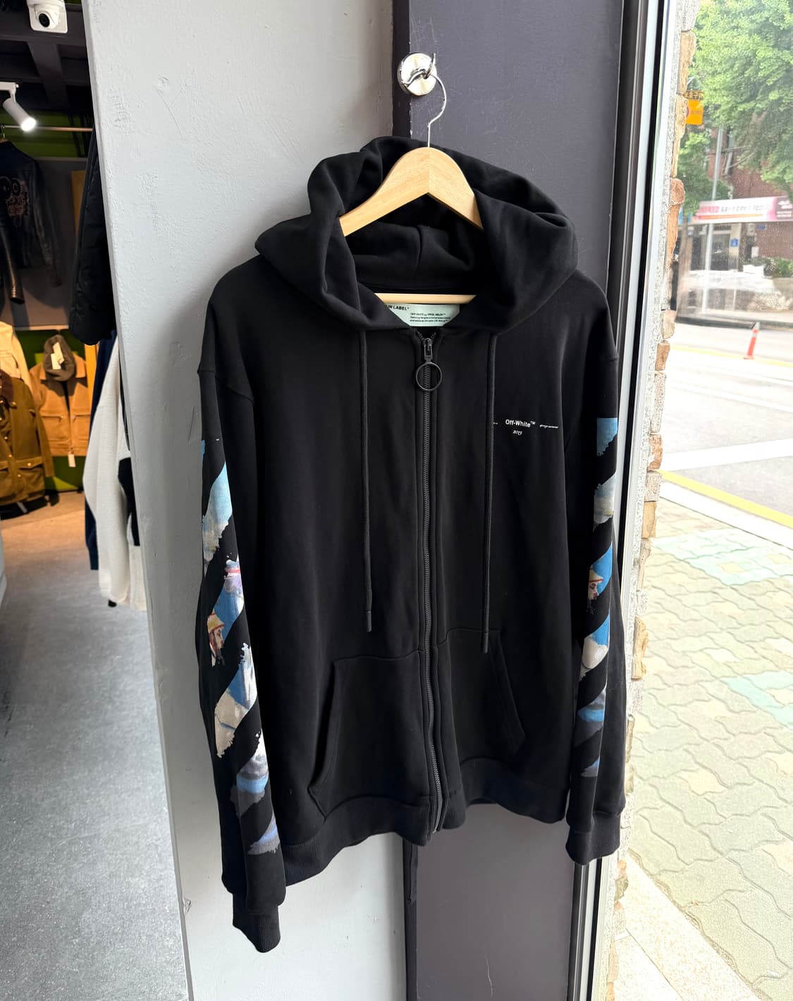 100~105/ 오프화이트 유화 백로고 후드집업 상품이미지2