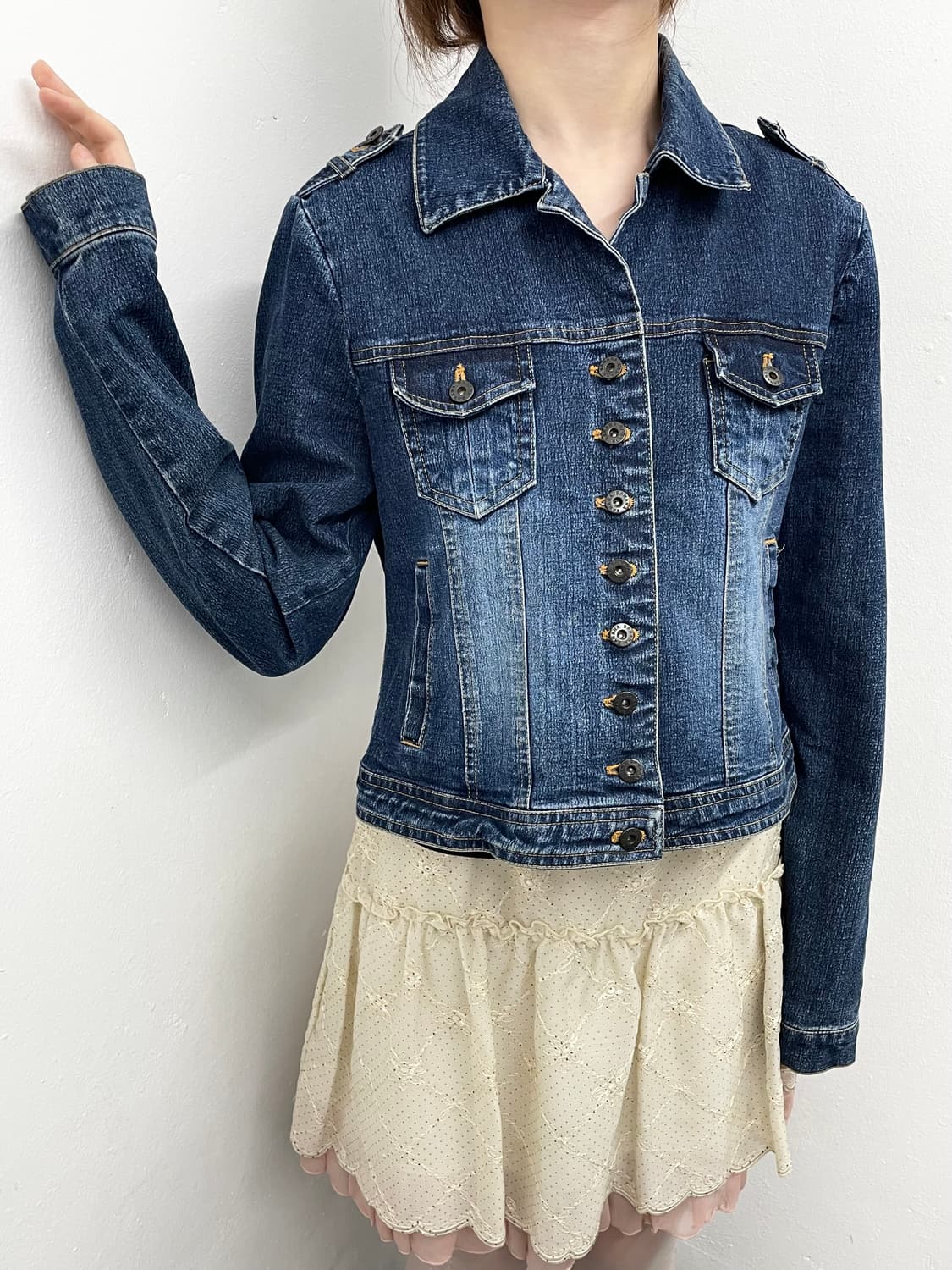 워싱 데님 버튼 자켓 상품이미지4