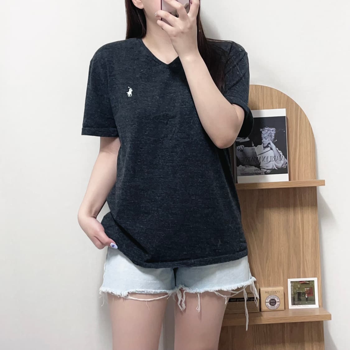 [정품] 폴로 챠콜 / 화이트포니 브이넥 반팔티 [ M ] 상품이미지2